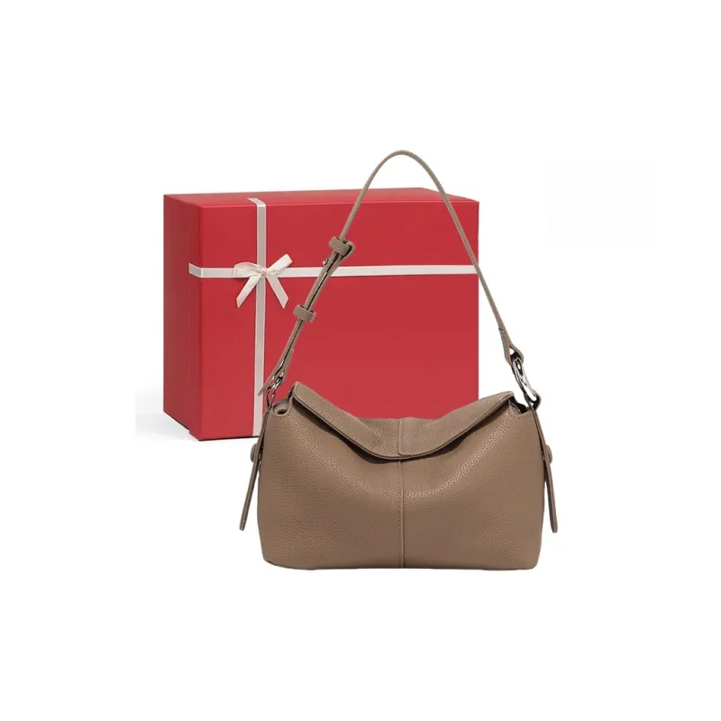 CNNCOO Cow Leather Pillow Bag, Crossbody Bag, Shoulder Bag Regular Women's Milk Tea/Brown/Milkshake White-0