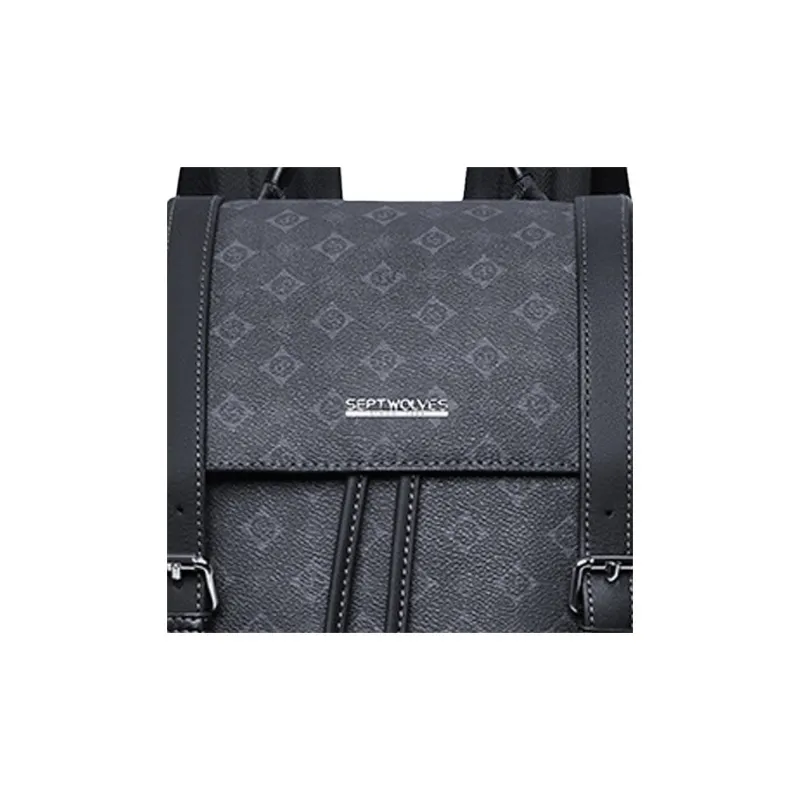 SEPTWOLVES Fabric Backpack Unisex Black-1