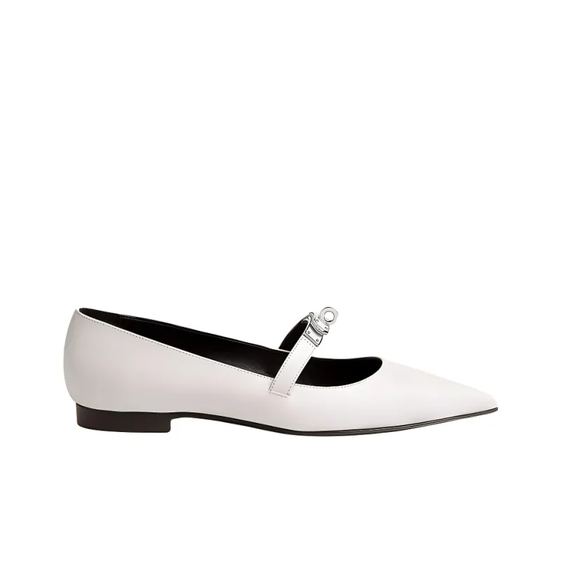 HERMES Kelly Casual Single Shoes Women's White-1