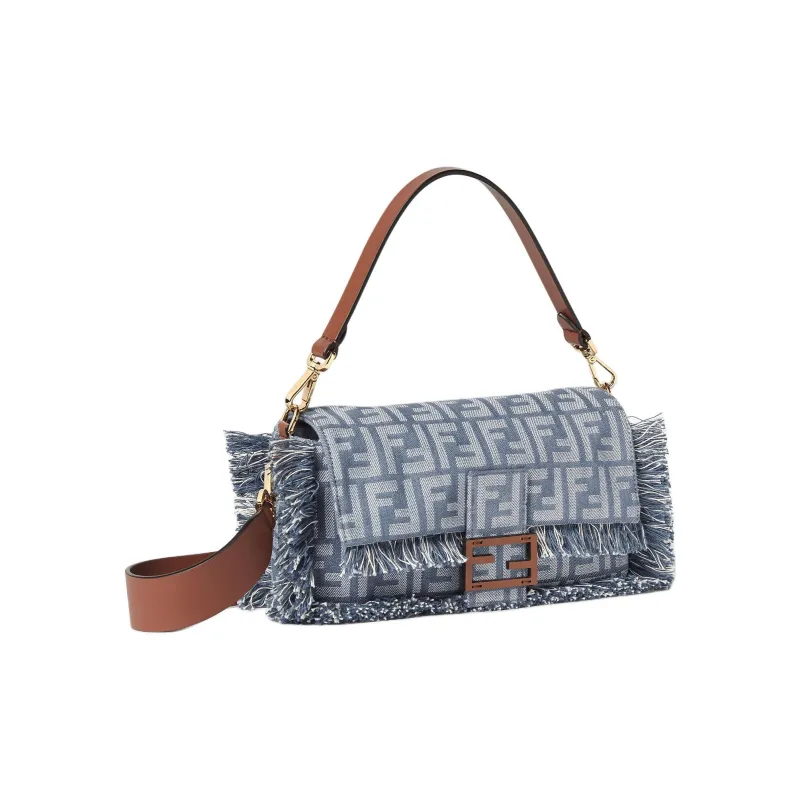 FENDI Baguette Jacquard Fabric Baguette Bag, Portable Crossbody Bag, Shoulder Bag Women's Blue-1