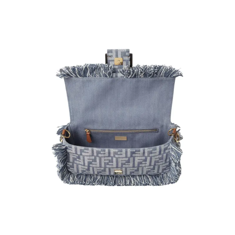 FENDI Baguette Jacquard Fabric Baguette Bag, Portable Crossbody Bag, Shoulder Bag Women's Blue-3