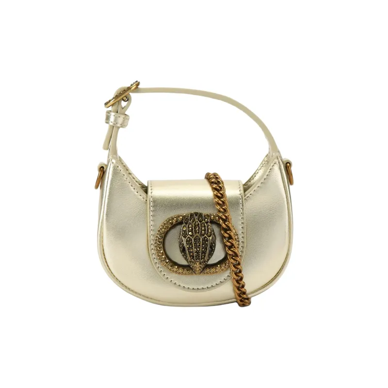 Kurt Geiger London Chelsea Leather Shoulder Bag, Crossbody Bag, Handbag Mini Women's Gold-0