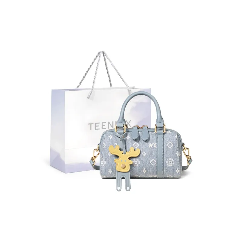 Teenmix PVC Boston Bag, Shoulder Bag, Crossbody Bag, Handbag Regular Women's Coffee/Ecru/Cherry Blossom Pink/Sky Blue-41