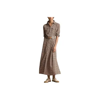 Polo Ralph Lauren SS25 Long Sleeved Dress Women's Brown
