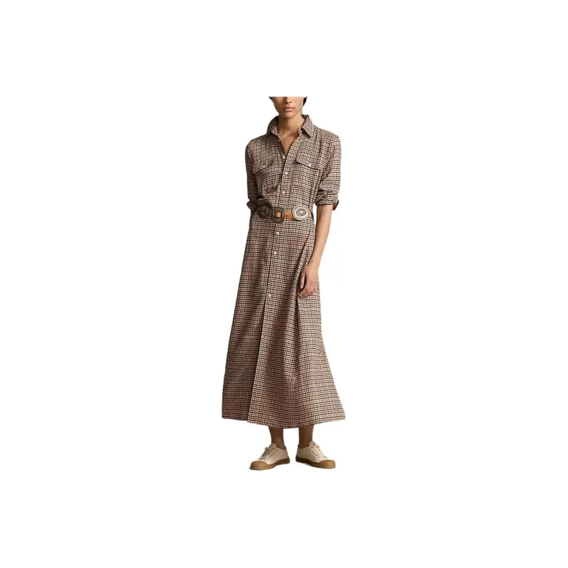 Polo Ralph Lauren SS25 Long Sleeved Dress Women's Brown-0