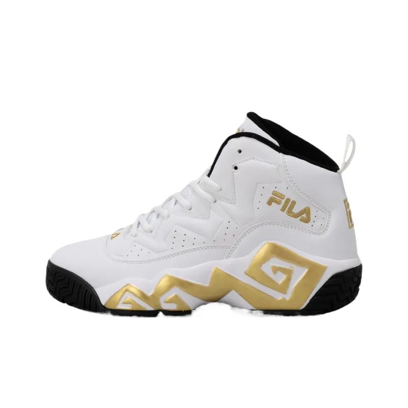 FILA MB High Top Basketball Shoes Unisex White Gold-0