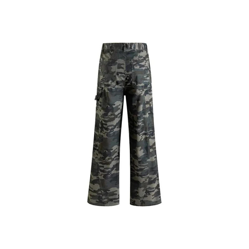 POLAR BEAR Casual Pants With Patchwork Design Unisex Camouflage Pants-9
