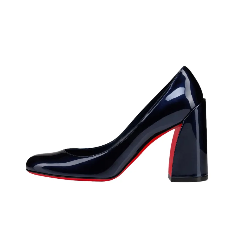 CL Miss Sab Chunky Heel High Heels 8.5cm Women's Marine Blue-0