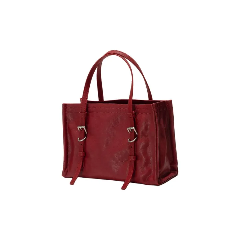GXFMOD Cow Leather Tote Handbag Women's Red-1