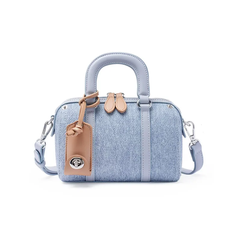 Old Man's Head Fabric One Shoulder Small Bag Crossbody Bag Handbag Regular Women's Denim Blue-0