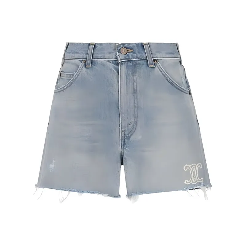 CELINE Denim Shorts Women's Sky Blue-0