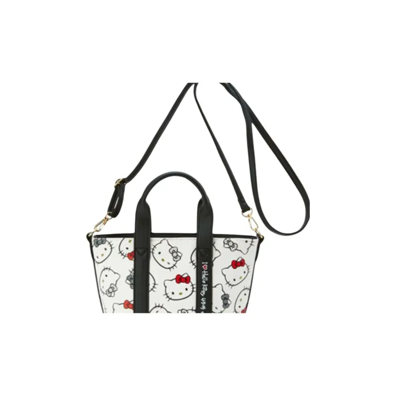 Sanrio PU Leather Tote Bag, Shopping Bag, Shoulder Bag, Handbag Women's Black White-3