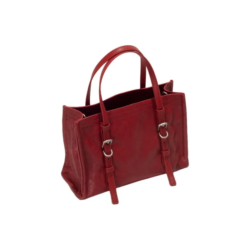 GXFMOD Cow Leather Tote Handbag Women's Red-2
