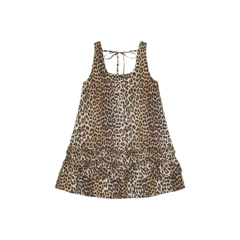GANNI Sleeveless Dress Women's Brown-0