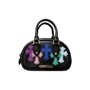 Chrome Hearts Leather Bowling Bag Shoulder Bag Crossbody Bag Handbag Mini Women's Black