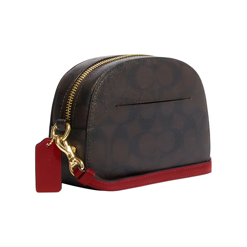 COACH Serena Signature Coated Canvas With Smooth Leather Crossbody Bag, Shoulder Bag Women's Tan-2
