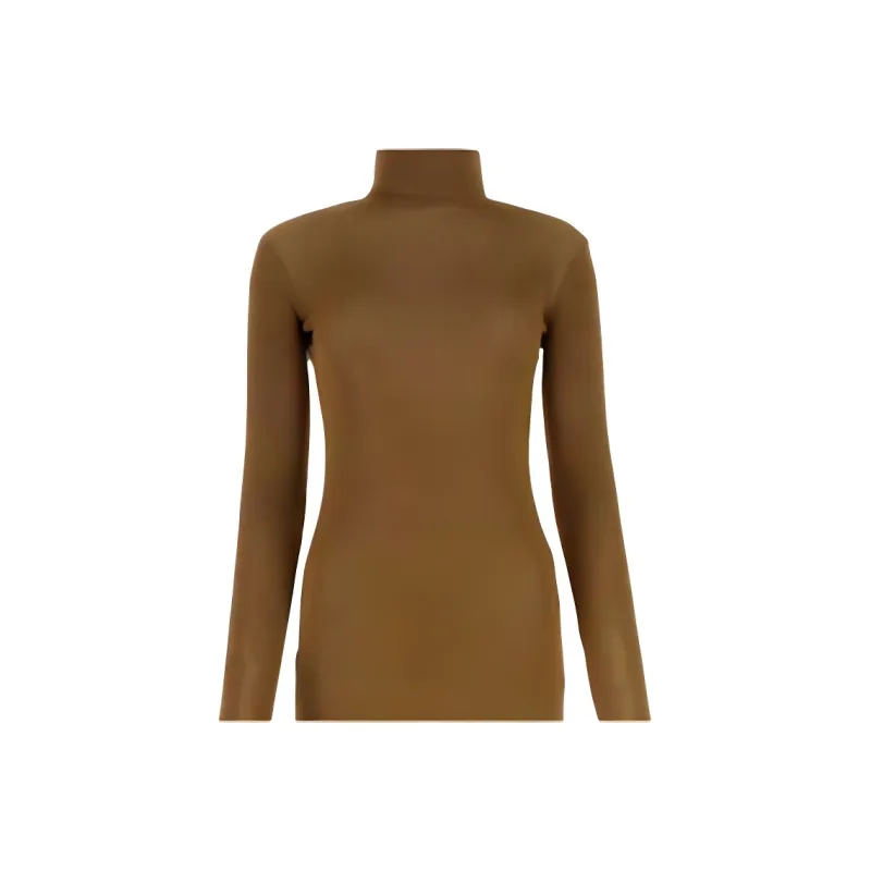 SAINT LAURENT Short Sleeved Dress Women's Dark Brown-2