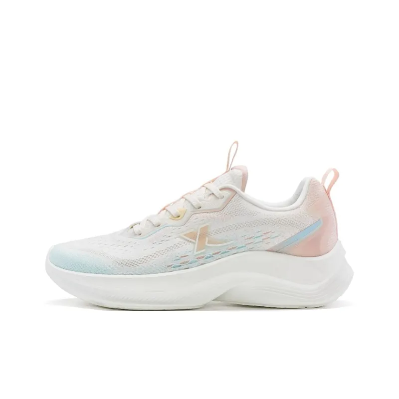XTEP Abrasion Resistant Slip Resistant Lightweight Low Top Running Shoes Women's White Blue Pink-0