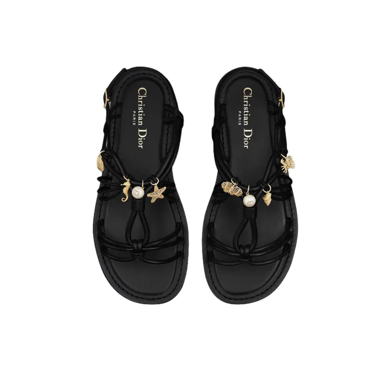 DIOR Dioriviera D Sand One Strap Sandals Women's Black-3