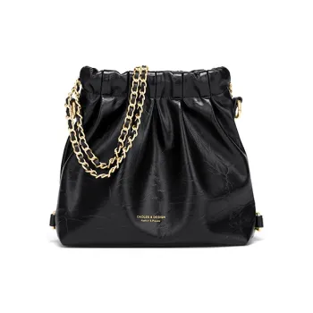 CNOLES PU Double Shoulder Crossbody Bag, Shoulder Bag Trumpets Women's Black