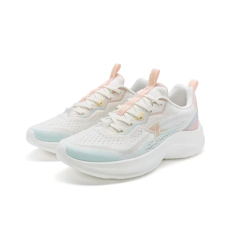 XTEP Abrasion Resistant Slip Resistant Lightweight Low Top Running Shoes Women's White Blue Pink-2