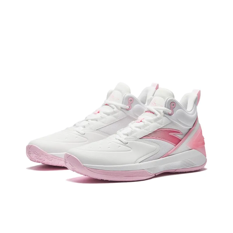 Anta Charging BM Slip Resistant And Abrasion Resistant Grip High Top Basketball Shoes Men's White Pink-3