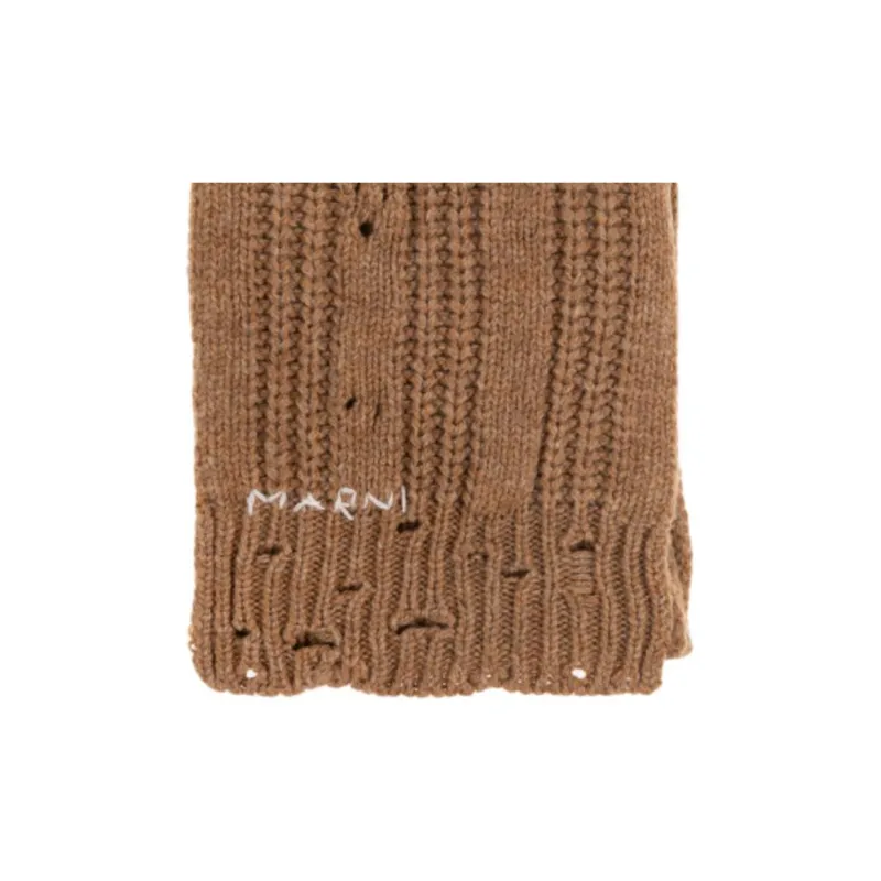 MARNI Wool Knit Scarves Men's Brown-1