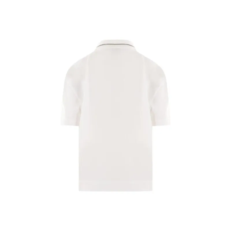Brunello Cucinelli Monili Embellished Straight Hem Polo Shirt-1