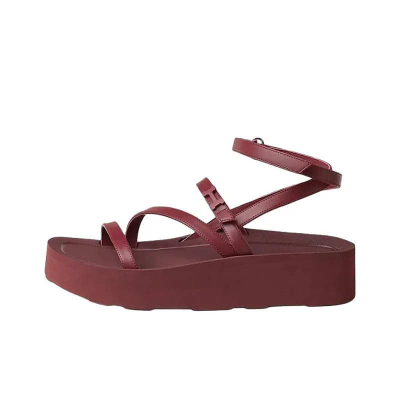 HERMES Liberte One Strap Sandals Women's Red-0
