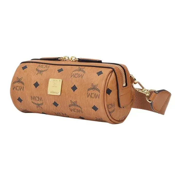 MCM Klassik Visetos Leather Crossbody Bags Mini Women's Cognac-2