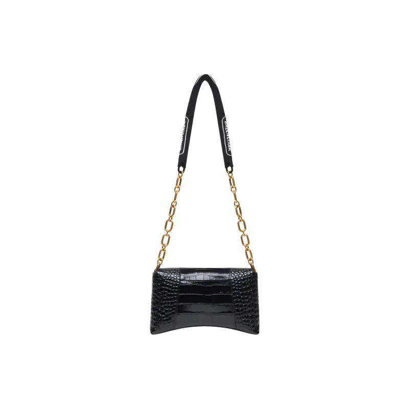 Balenciaga Women's Downtown Shoulder Bag Xs Crocodile Embossed Black-1