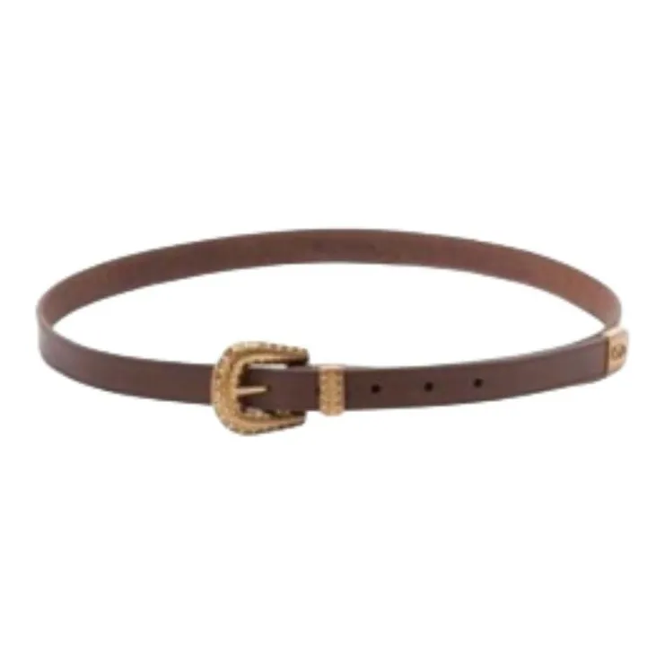 Valentino Calfskin Leather Belts Unisex Brown -0