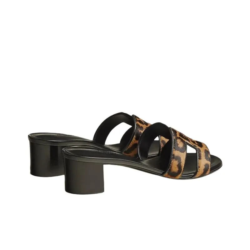 HERMES Oasis Slide Slippers 5cm Women's Brown-3