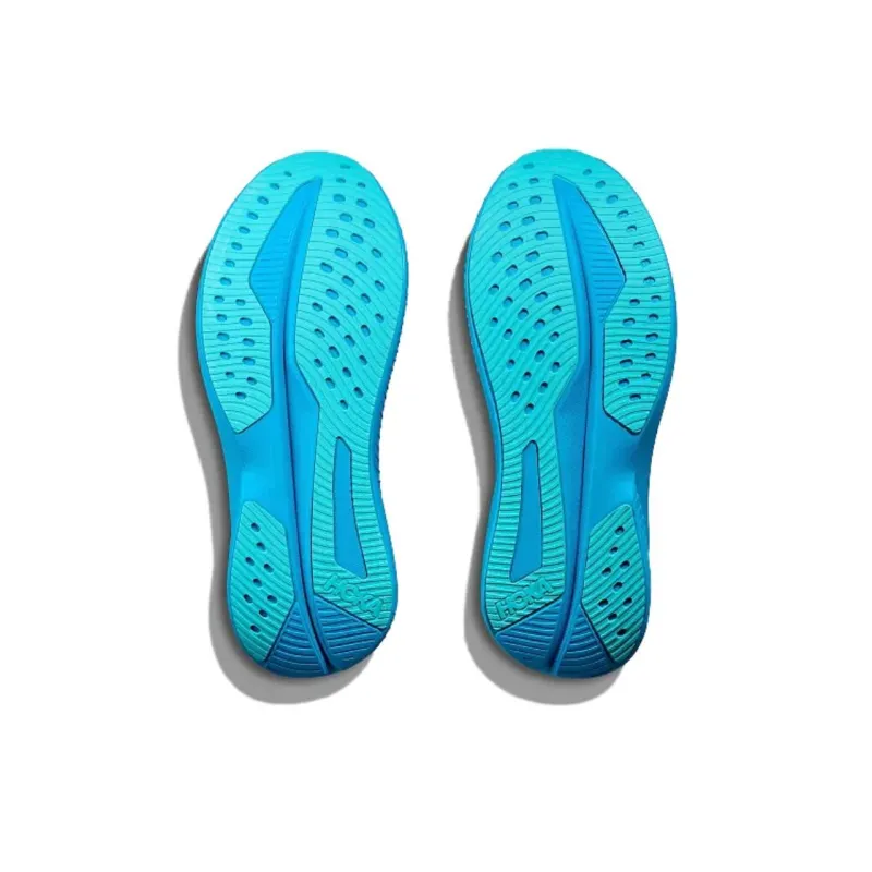 HOKA ONE ONE MACH 6 Anti Slip Wear Resistant Low Top Running Shoes Men's White Blue-4