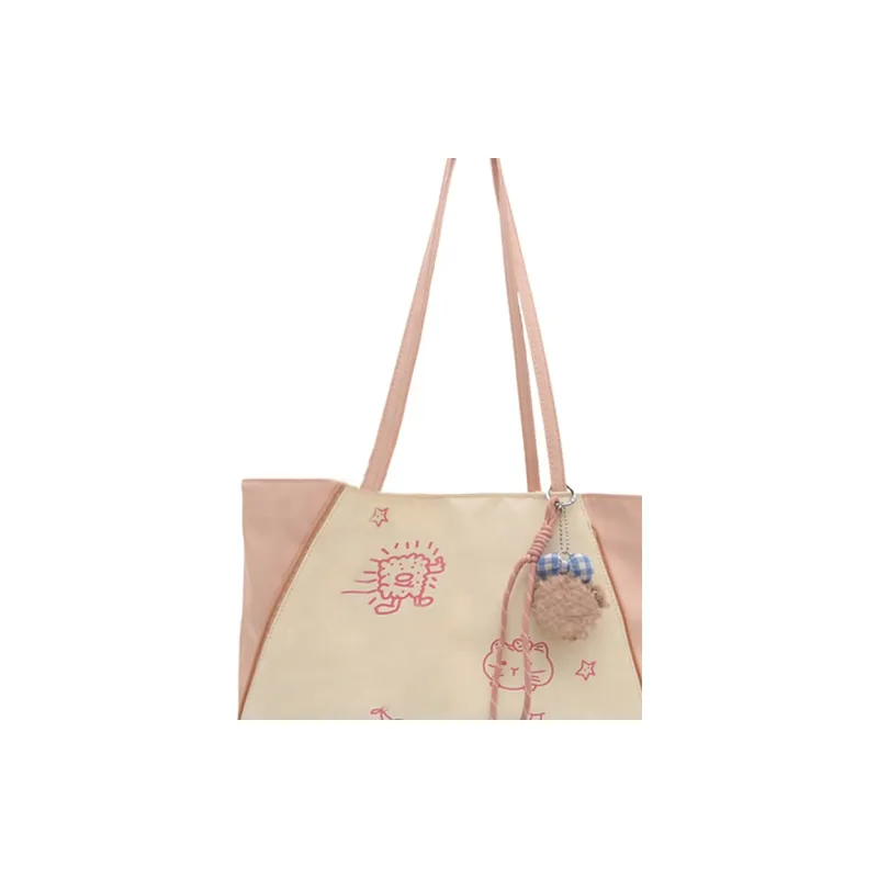 Land Gulls Canvas Tote Bag, Shoulder Bag Women's Pink/Silver-1