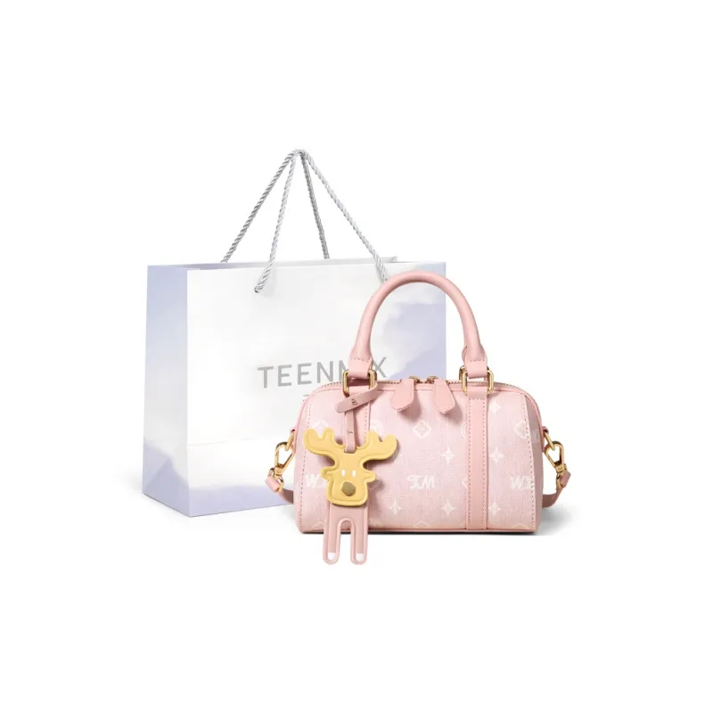 Teenmix PVC Boston Bag, Shoulder Bag, Crossbody Bag, Handbag Regular Women's Coffee/Ecru/Cherry Blossom Pink/Sky Blue-34