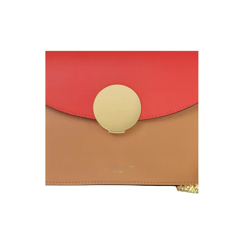 Le Parmentier Leather Handbag Women's Red With Caramel-3