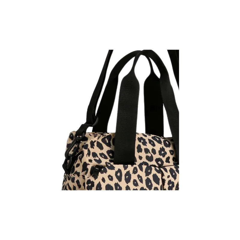 PUMA Nylon Tote Bag, Shopping Bag, Shoulder Bag, Handbag Small Size Women's Black Leopard Print-3