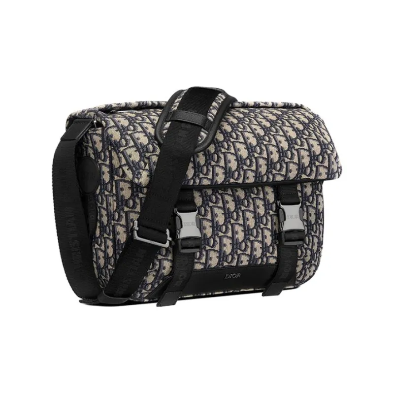 DIOR Jacquard Fabric Messenger Bag, Crossbody Bag, Shoulder Bag Men's Beige/Black-1