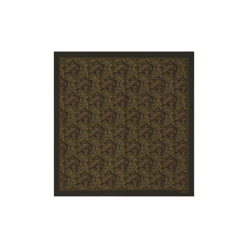 SAINT LAURENT Silk Scarves Unisex Brown-1