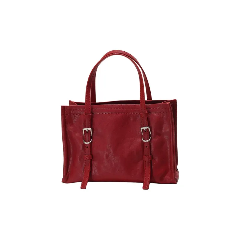 GXFMOD Cow Leather Tote Handbag Women's Red-0