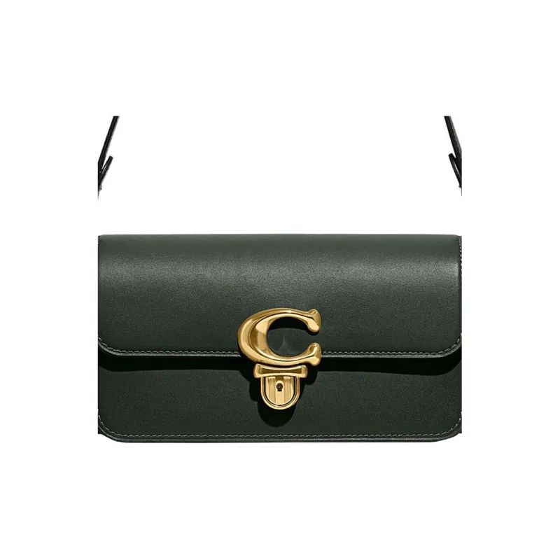 COACH Studio Glove Tanning Baguette Bag Crossbody Bag, Shoulder Bag Trumpets Women's Olive Green-4