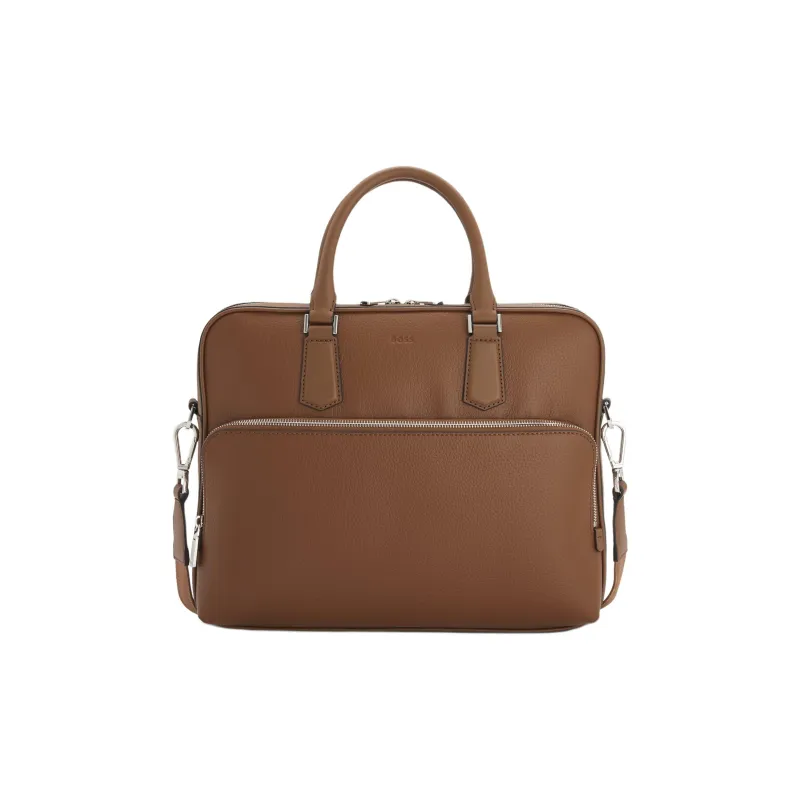 HUGO BOSS Leather One Shoulder Portable Briefcase Men's Brown-0