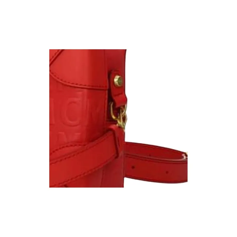 MCM Cow Leather Suitcase Handbag Trumpets Women's Poppy Red-2