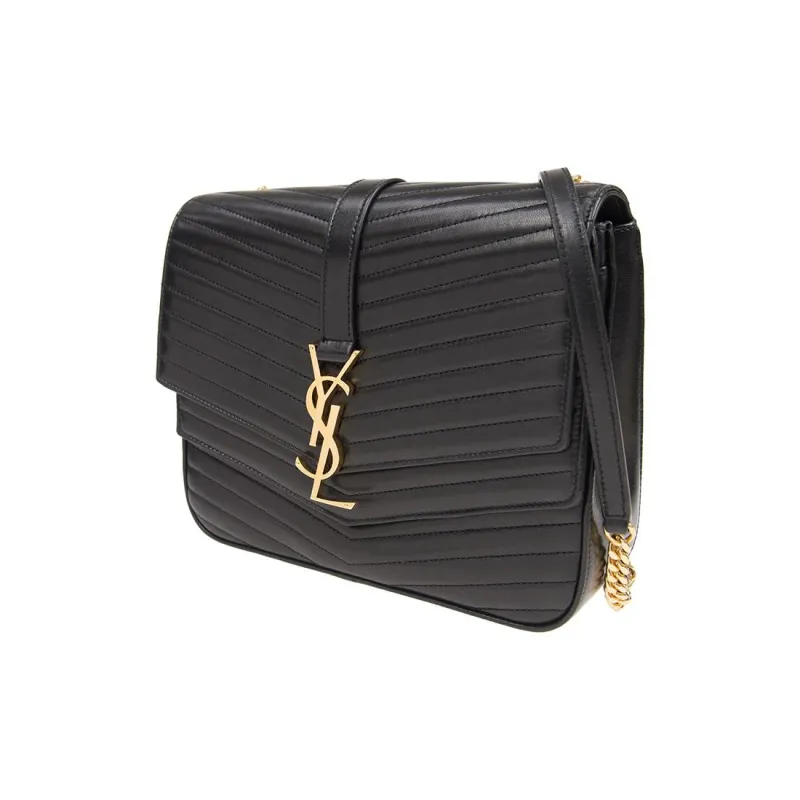 SAINT LAURENT Quilting Lambskin Crossbody Bags Medium Size Women's Black-3