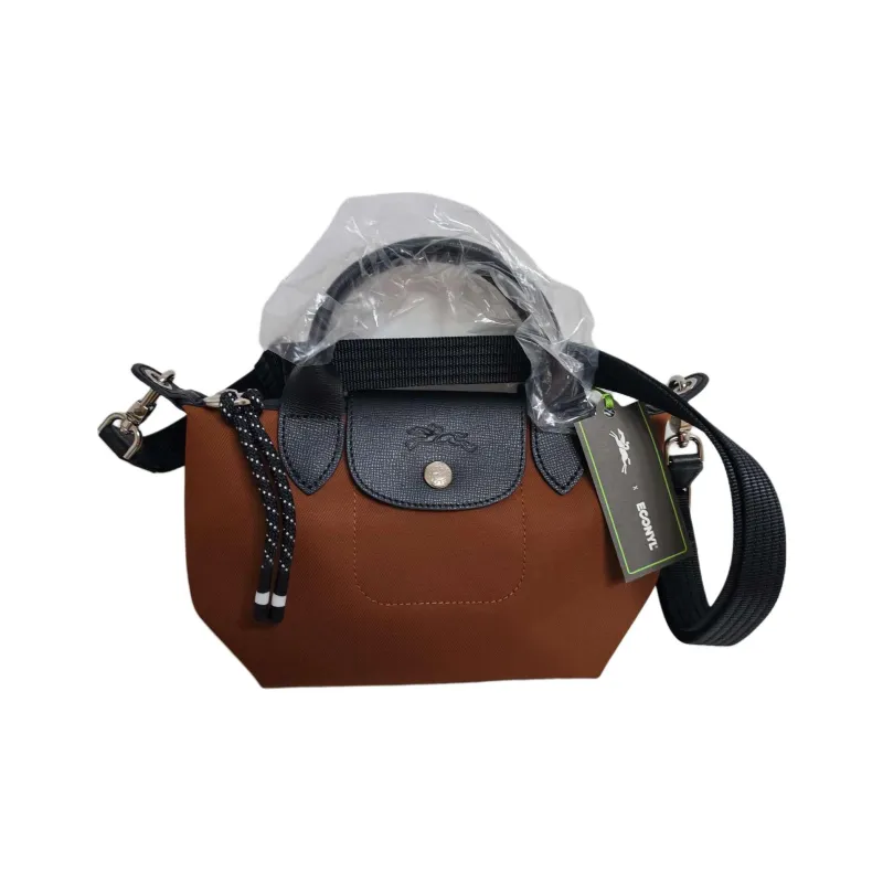 LONGCHAMP Recycled Canvas Dumpling Bag, Shoulder Bag, Crossbody Bag, Handbag Mini Women's Chocolate-0