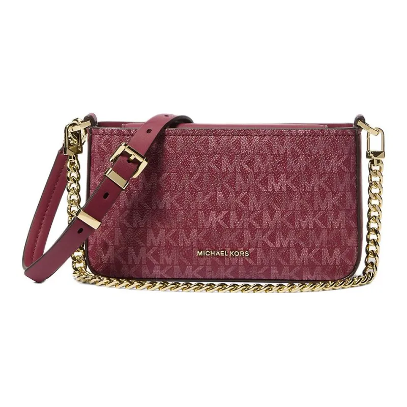 MICHAEL KORS Bryant Coated Canvas Clutch, Crossbody Bag, Shoulder Bag Trumpets Women's Dark Red-0