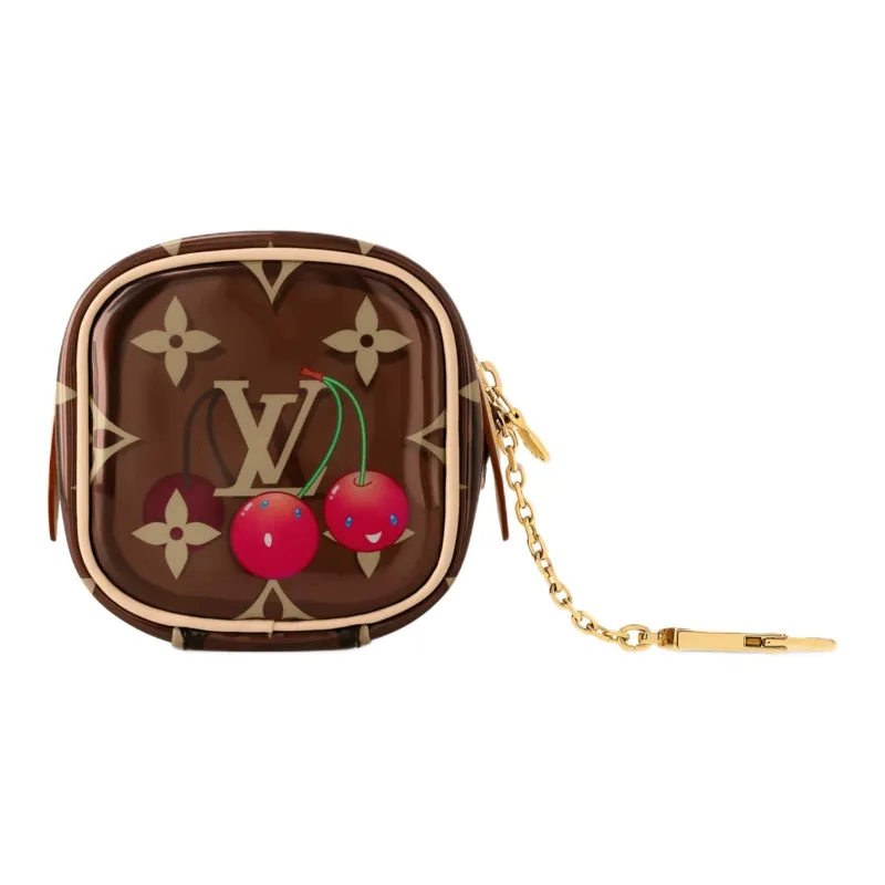 LOUIS VUITTON Takashi Murakami Collaboration Monogram Cherry Faux Crystal Coin Purse Women's Brown-2