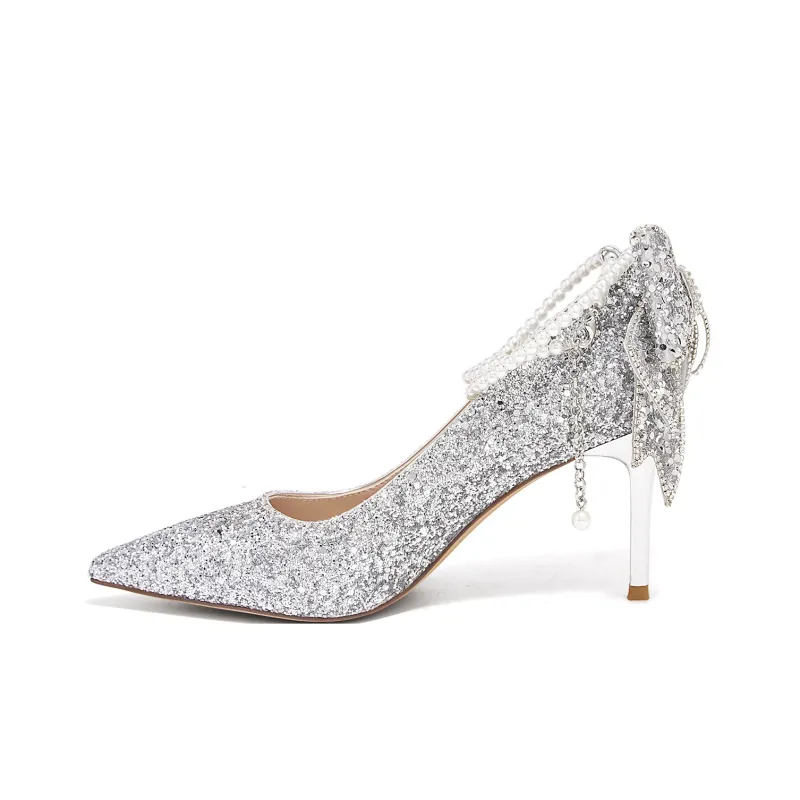 D FUSE SCANDINAVIA Slim Heel High Heels 7.8cm Women's Silver-0