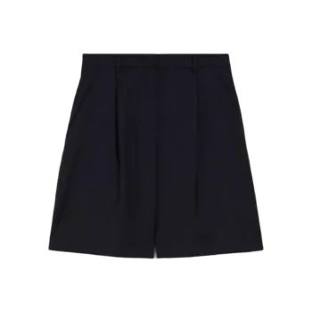 WEEKEND MaxMara Belbo Collection Woollen Cloth Bermuda Shorts Casual Shorts Women's Navy